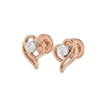 Heart Embrace Solitaire Lab Diamond Earrings in Rose Gold