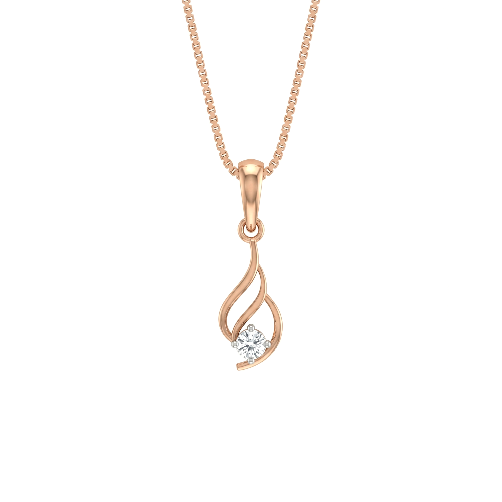 Glace Curve Diamond Pendant with Chain