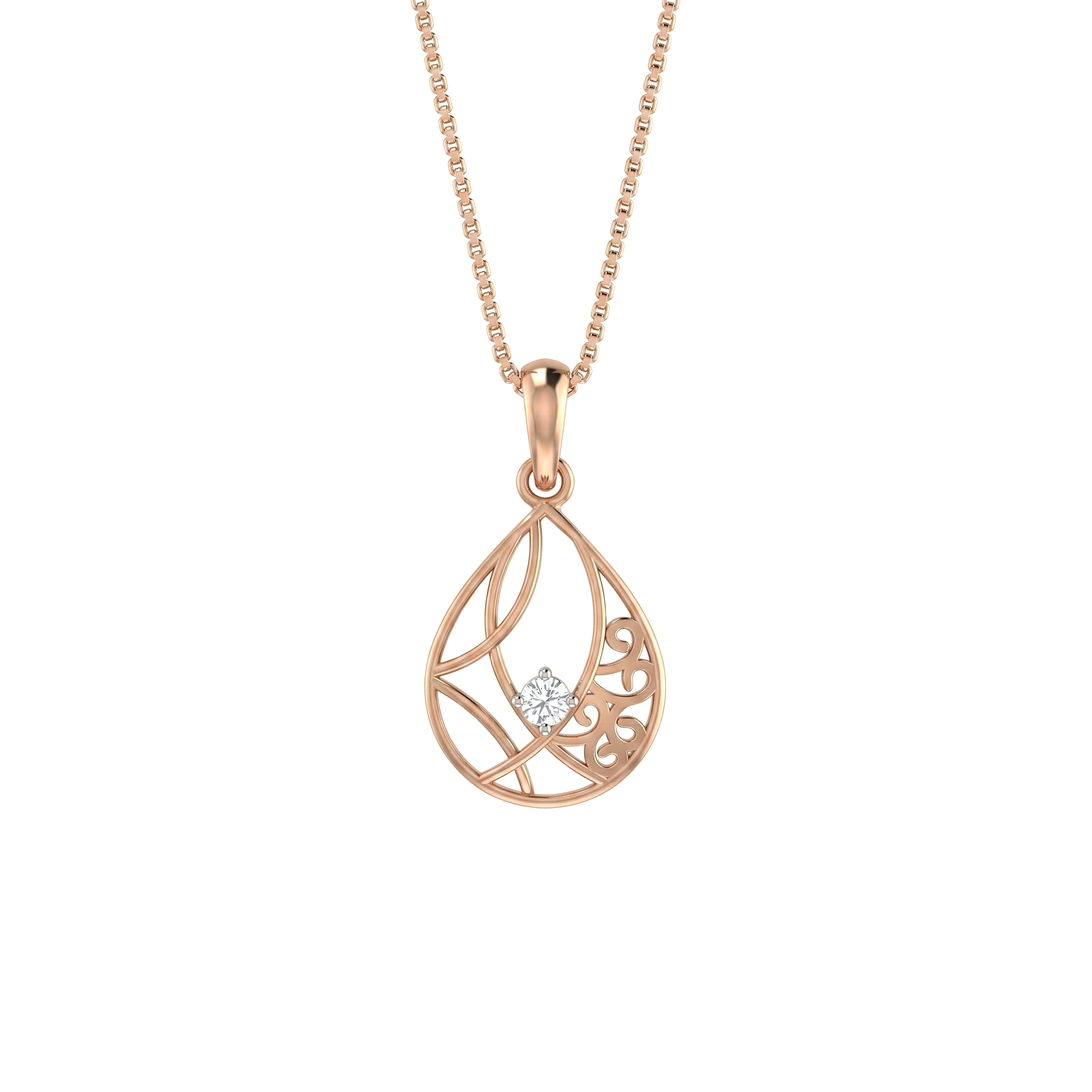 Elara Curve Diamond Pendant with Chain
