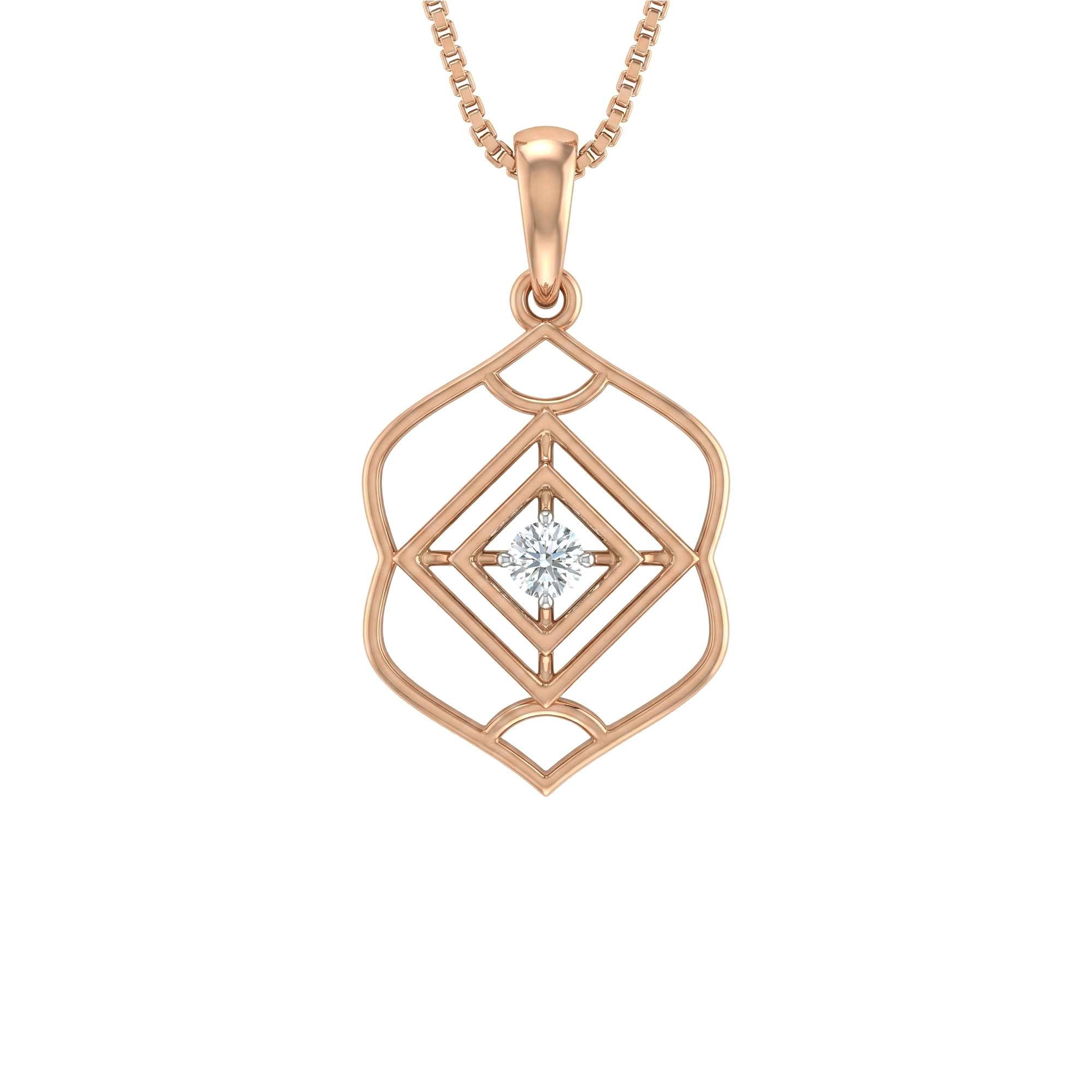 Lotus Charm Diamond Pendant With Chain