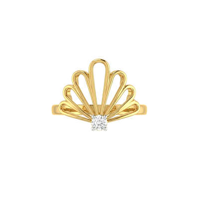 Yellow Gold Shell Lab Diamond Ring