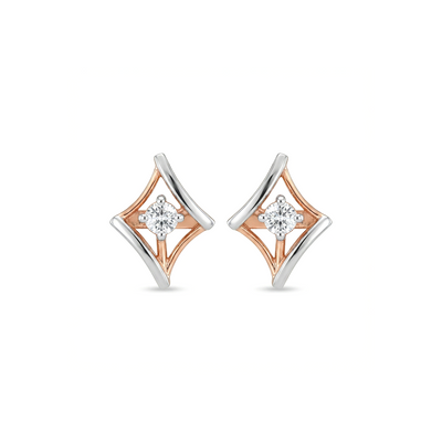 Dual Tone Star Frame Solitaire Lab Diamond Stud Earrings