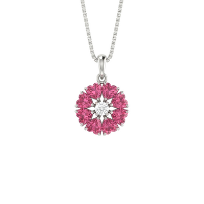 Rosette Heart Diamond Pendant with Chain