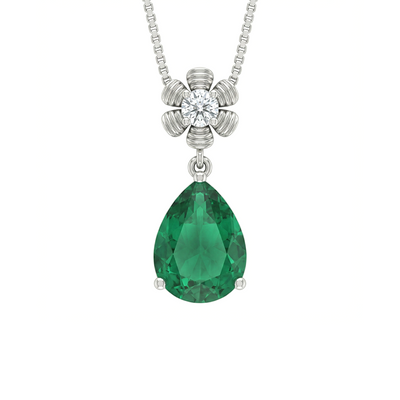 Elegant Green Emerald Lab Diamond Pendant Set