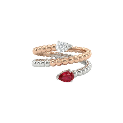 Spiral Twin Stone Pear Diamond Ring