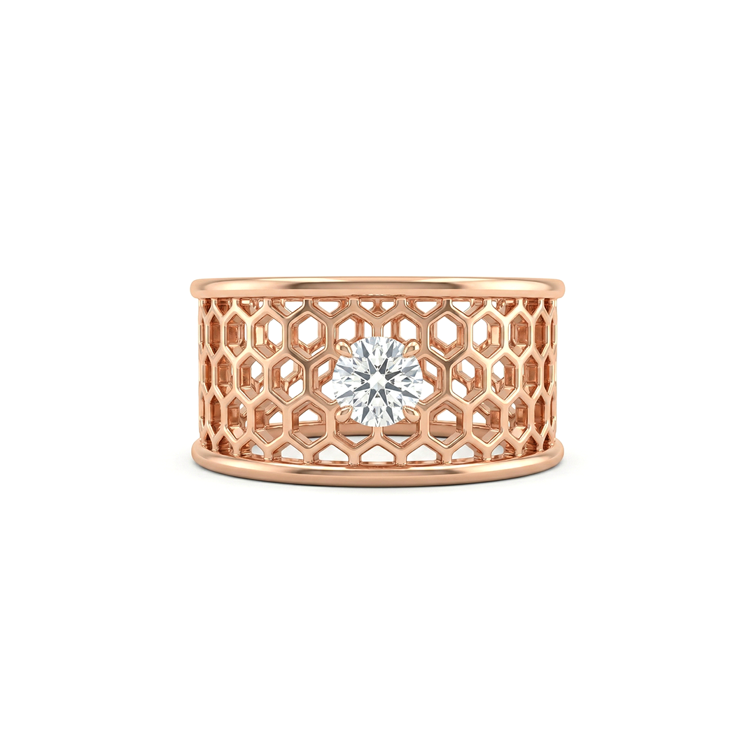 Honeycomb Band Diamond Ring