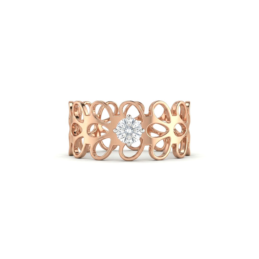 Open Petal Diamond Ring