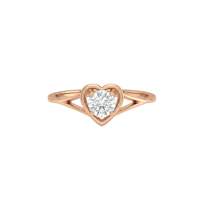 Open Heart Solitaire Diamond Ring