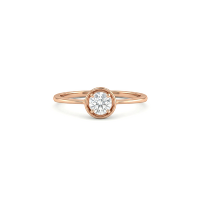 Bezel Set Solitaire Lab Diamond Ring in Rose Gold