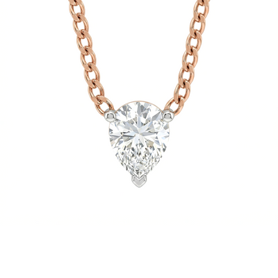 Pear Shape Solitaire Diamond Pendant with Chain