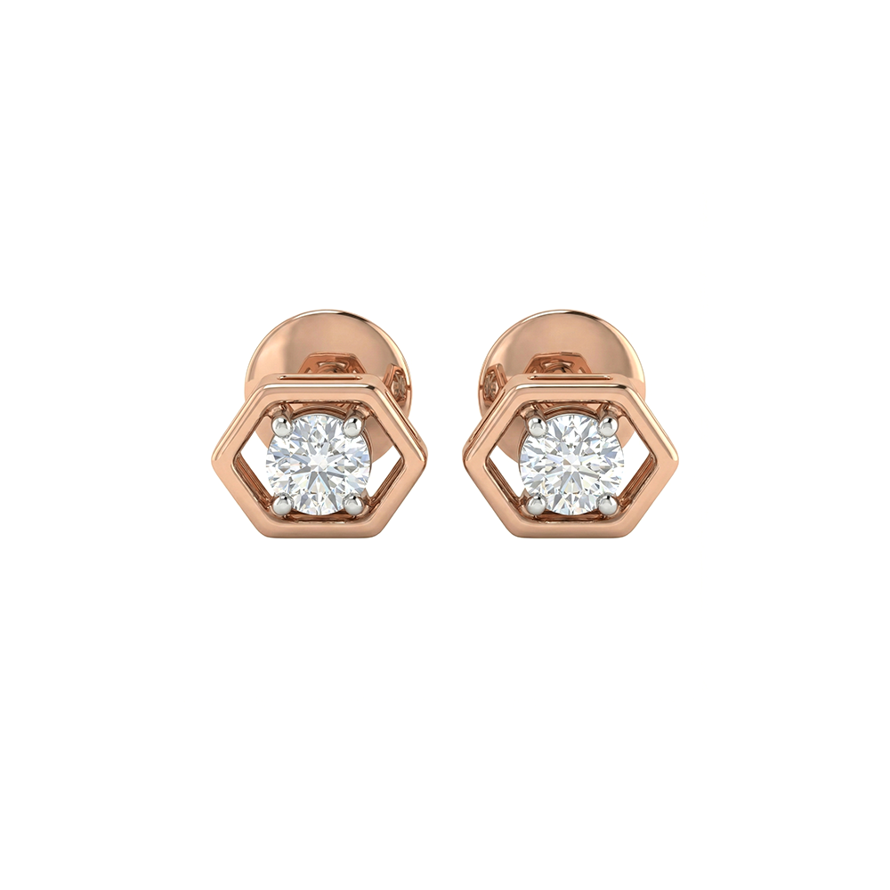 Hexa Stud Diamond Earrings