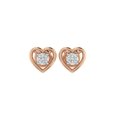 Gold Heart Stud Lab Diamond Earrings