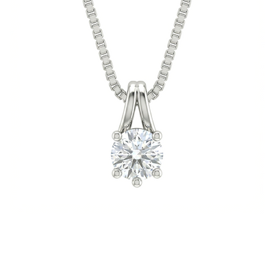 Round Cubic Solitaire Diamond Pendant with Chain