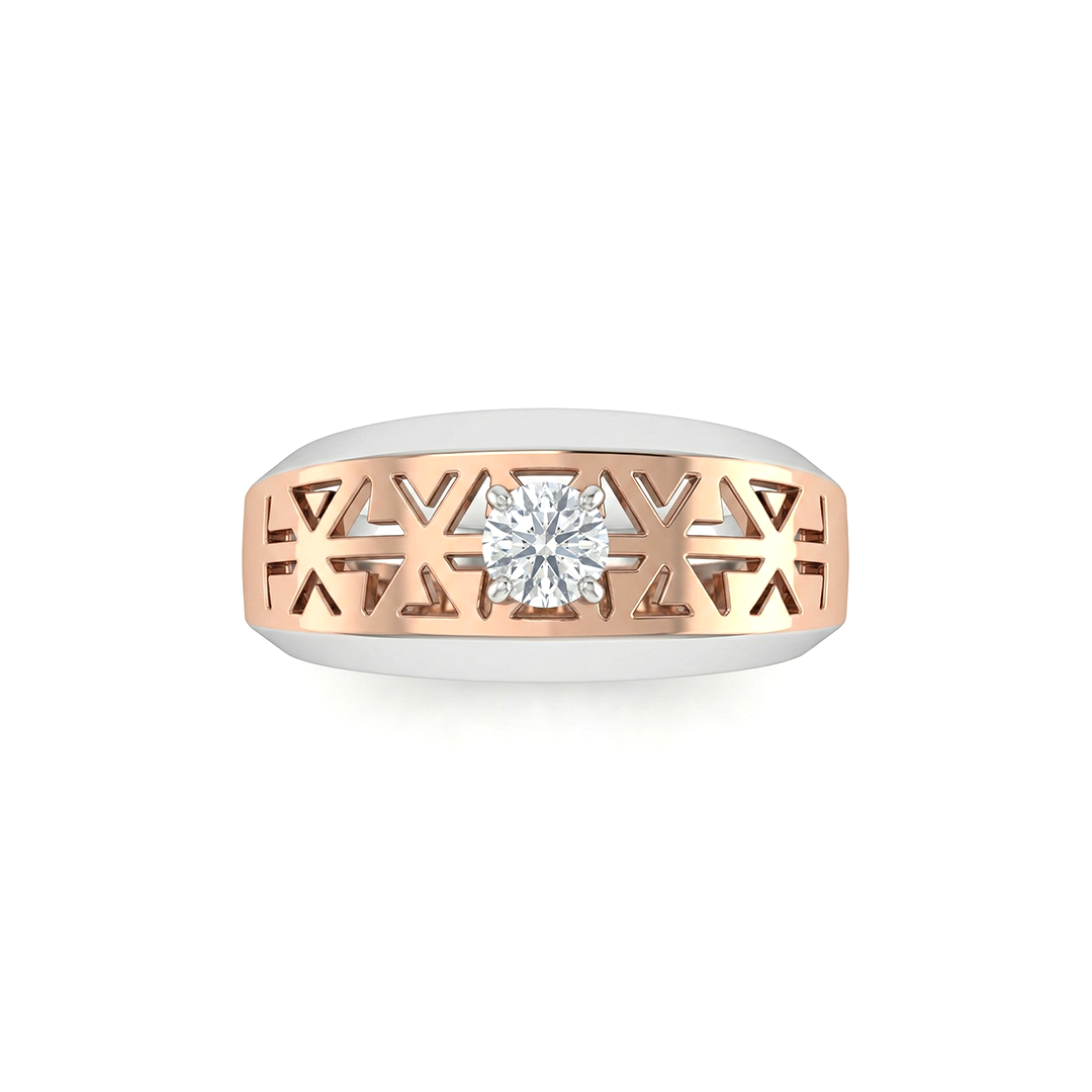 Titan Lattice Two Tone Men's Diamond Ring