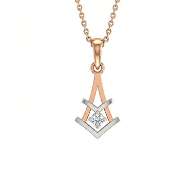 Spearhead Two Tone Diamond Pendant with chain