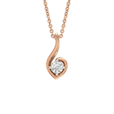 Cursive Heart Diamond Pendant with Chain