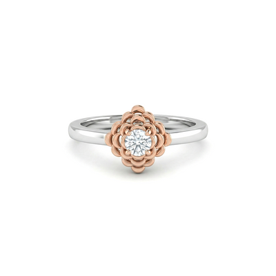 Elegant Floral Two Tone Diamond Ring