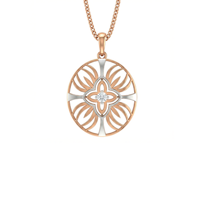 Flora Orb Two Tone Diamond Pendant with Chain