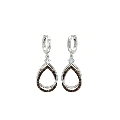 Pear Shaped Garnet Diamond Earrings
