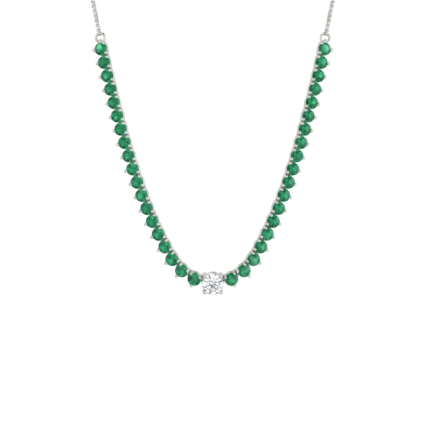 Man Made Emerald Diamond Necklace