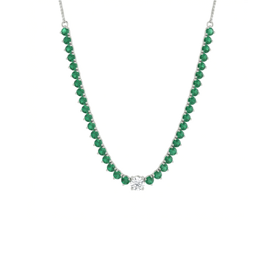 Man Made Emerald Diamond Necklace