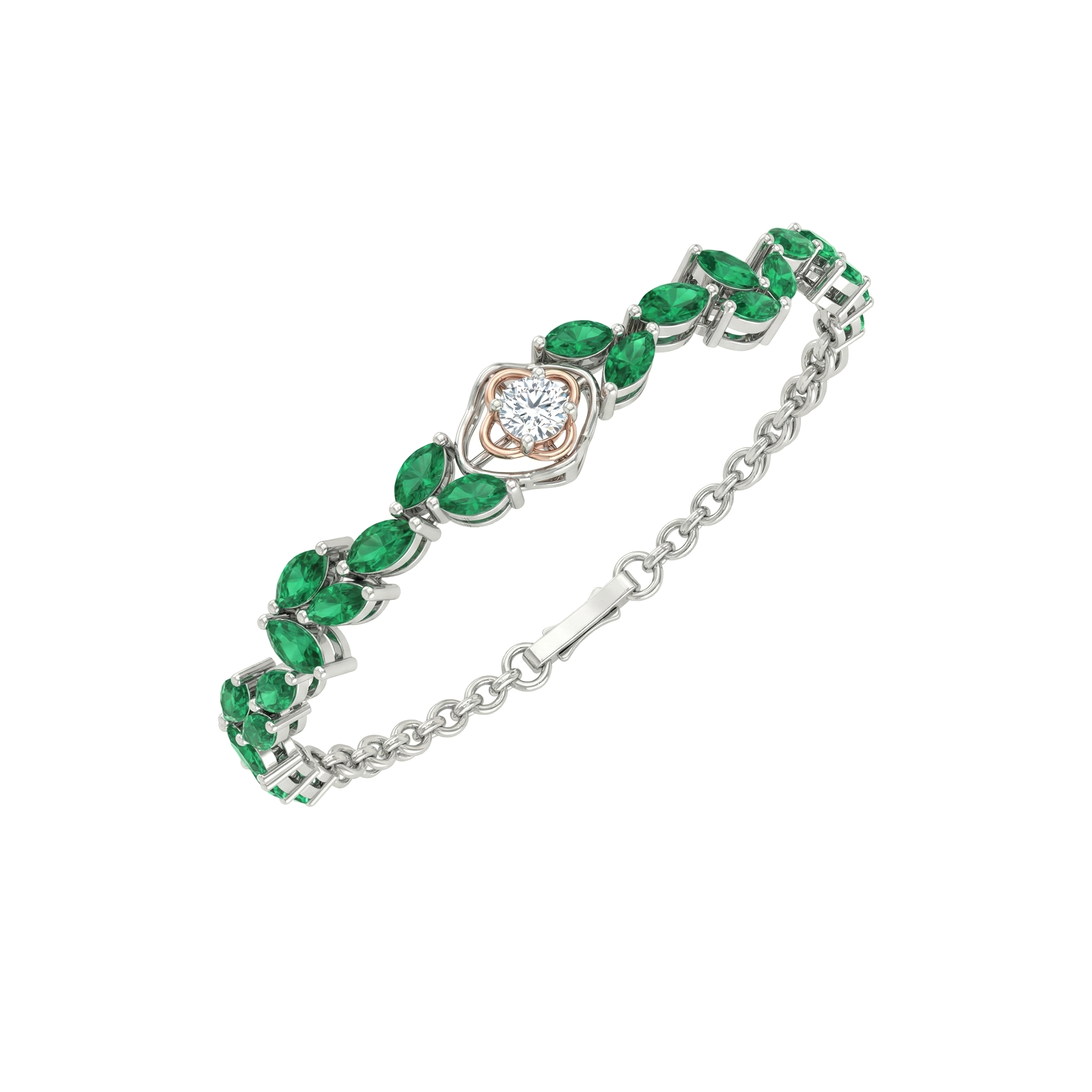 Seraphine Petal Emerald Diamond Bracelet