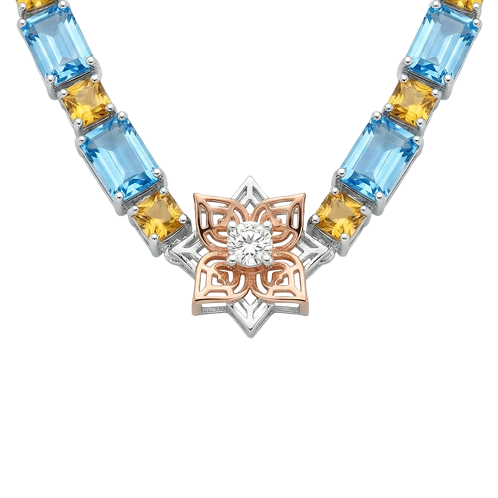 Cascade Floral Stone Diamond Necklace