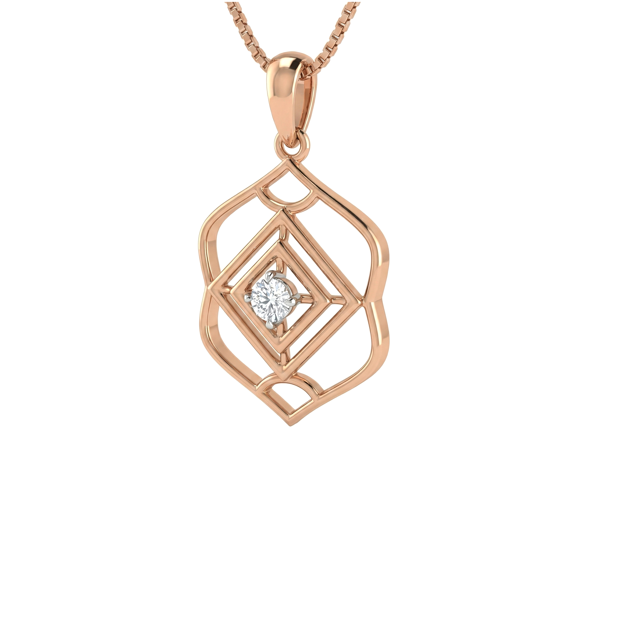 Lotus Charm Diamond Pendant With Chain