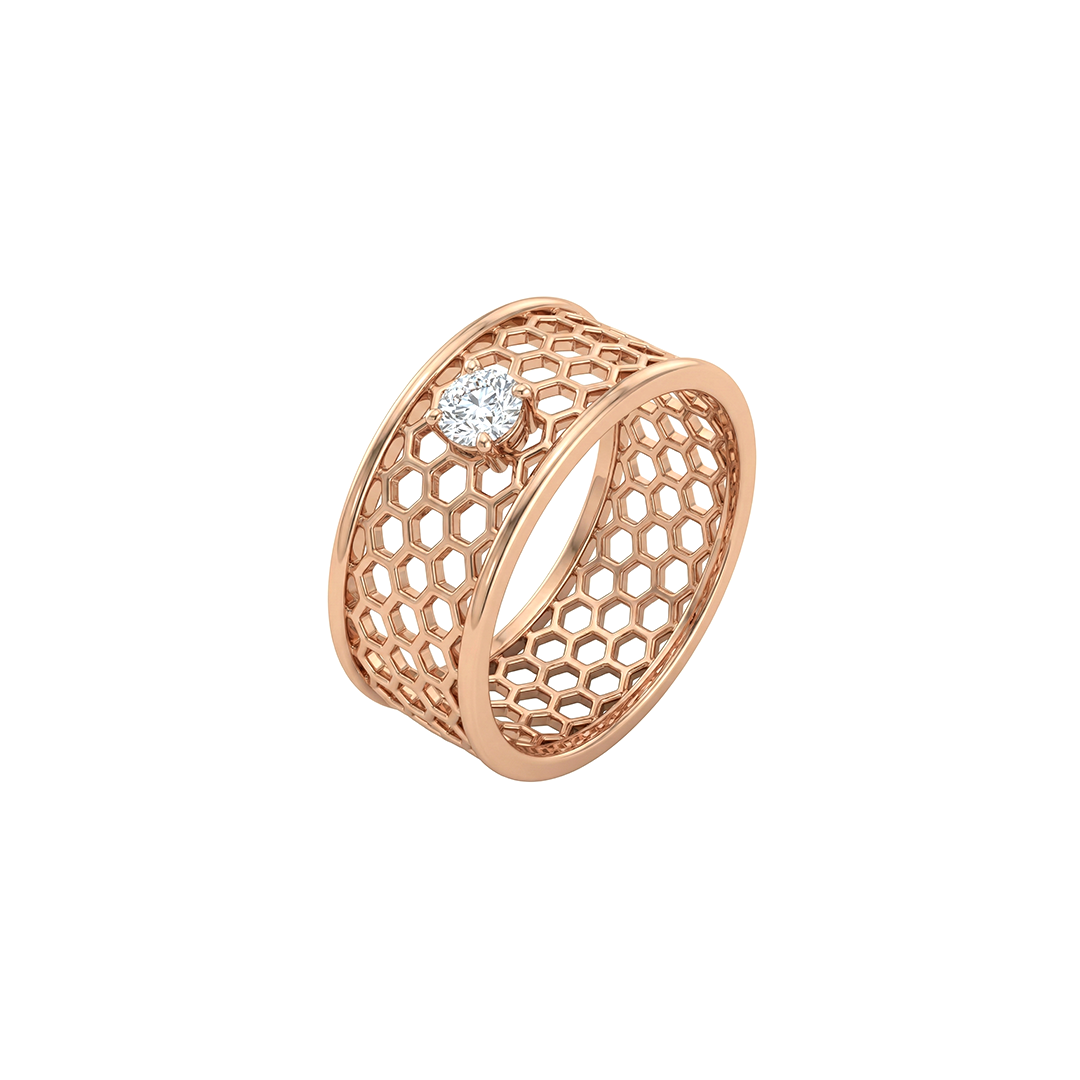 Honeycomb Band Diamond Ring