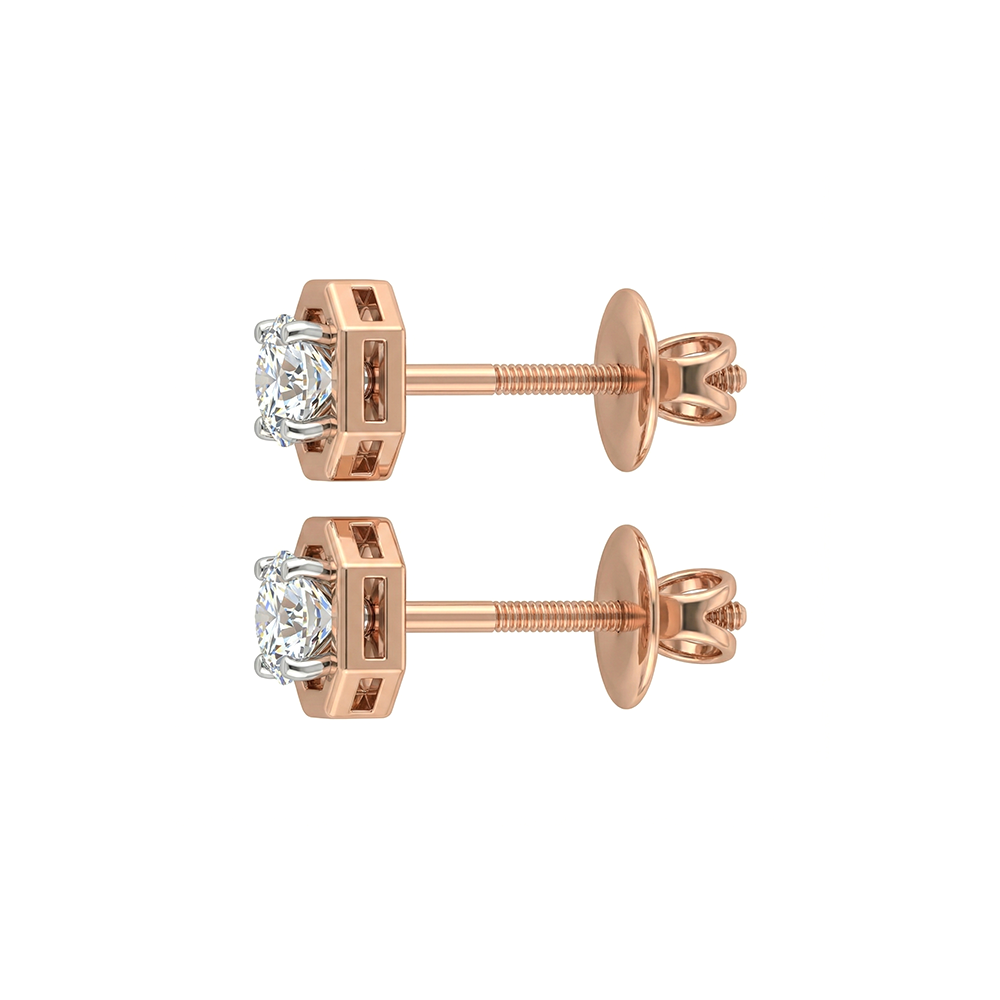 Hexa Stud Diamond Earrings