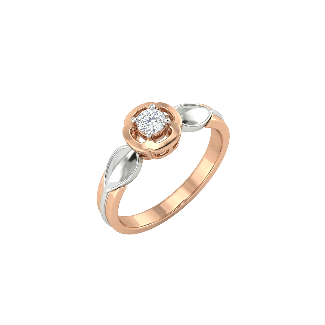 Flower Petal Two Tone Diamond Ring