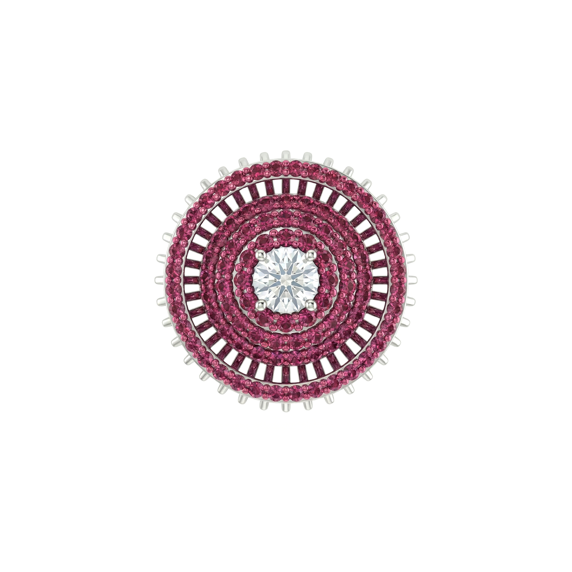 Magenta Sunburst Diamond Ring