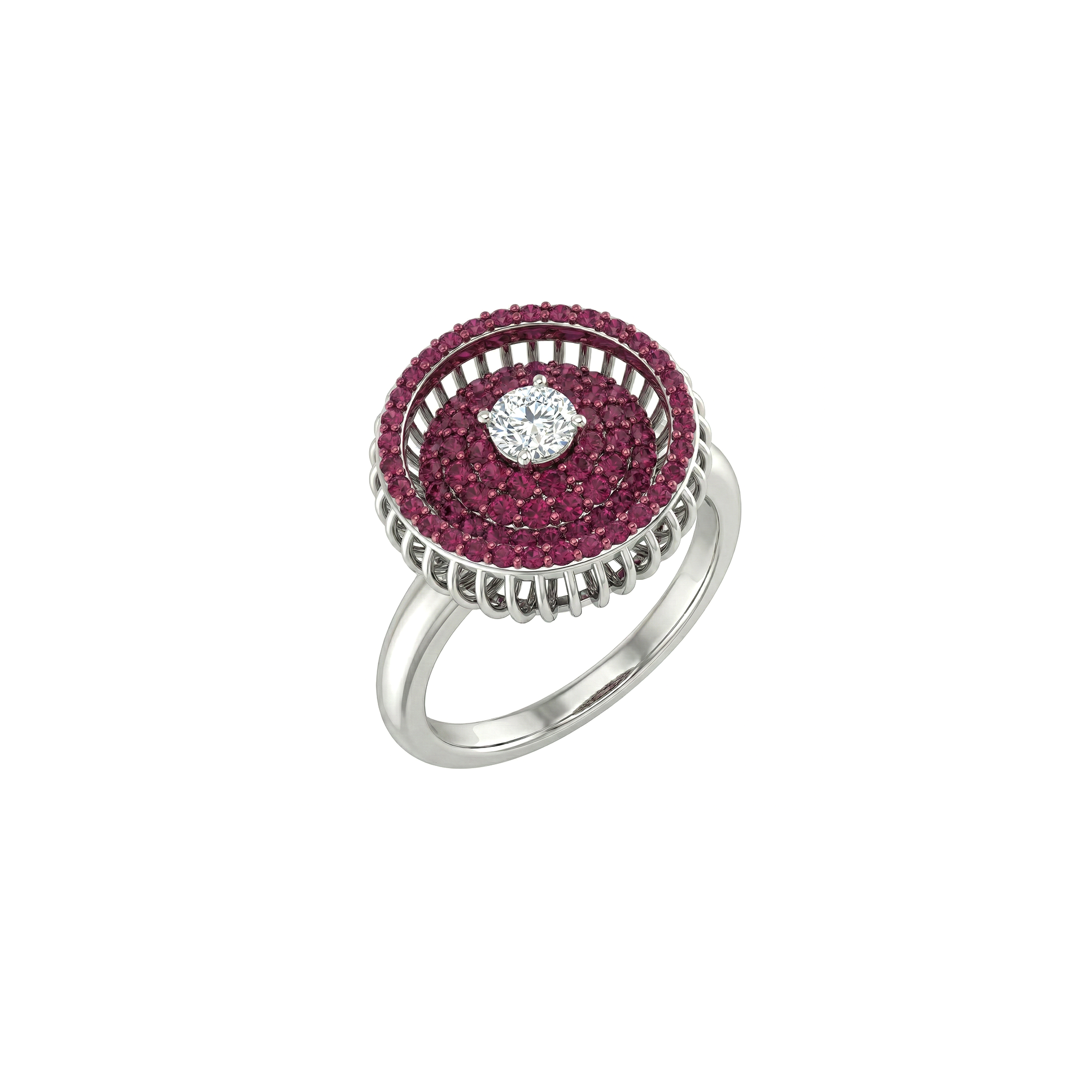 Magenta Sunburst Diamond Ring