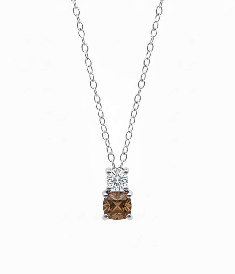 Mocha Radiance Pendant – 18K White Gold Rhodium Plated