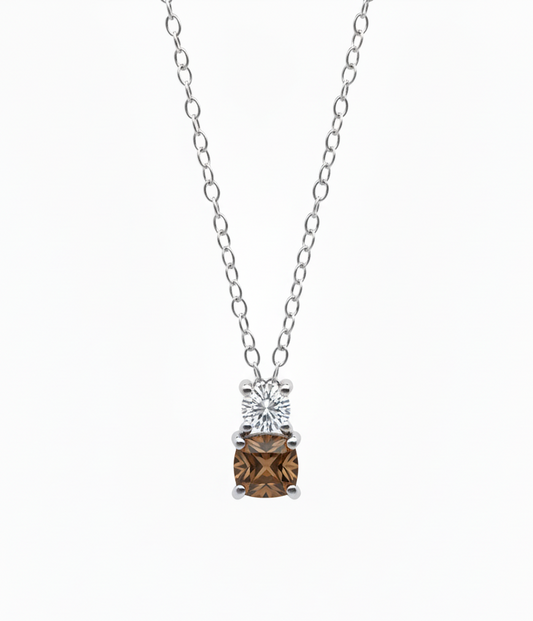 Mocha Radiance Pendant – 18K White Gold Rhodium Plated