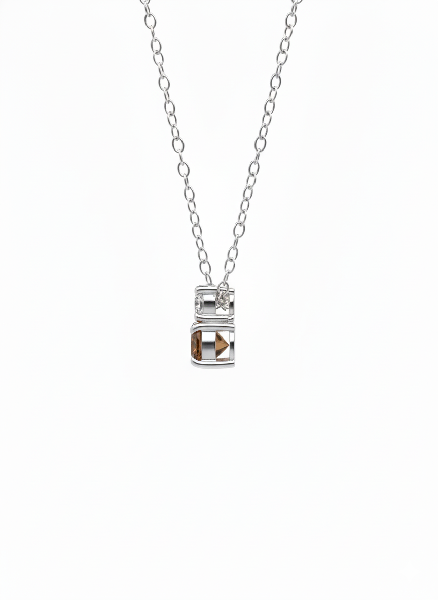 Mocha Radiance Pendant – 18K White Gold Rhodium Plated