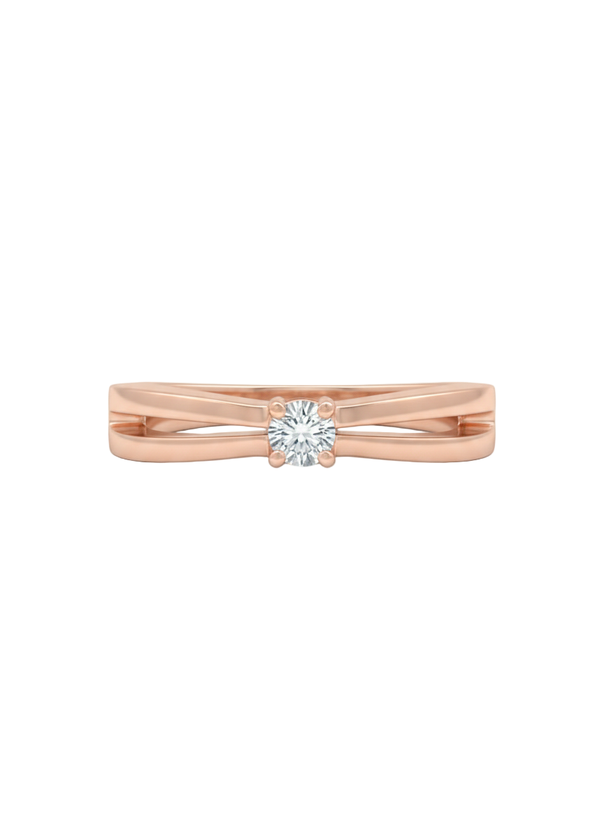 Crossline Radiant Ring – 18K Rose Gold Rhodium Plated