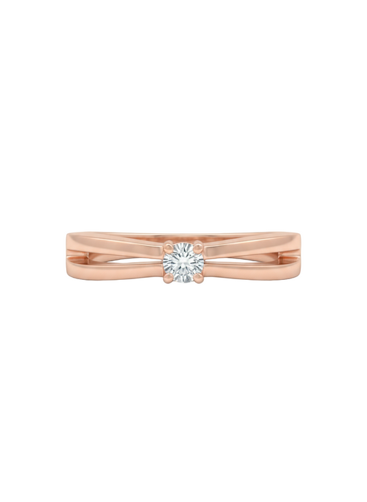 Crossline Radiant Ring – 18K Rose Gold Rhodium Plated