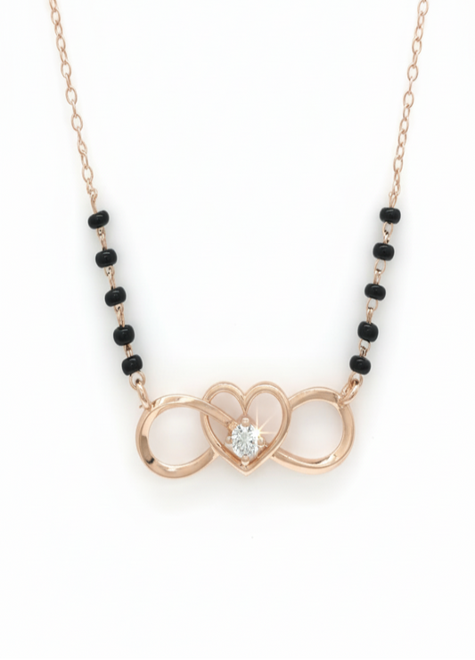 Amara Knot Glow Mangalsutra Chain – 18K Rose Gold Rhodium Plated