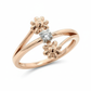 Daisy Duo Bypass Diamond Ring - 18K Rose Gold Rhodium Plated