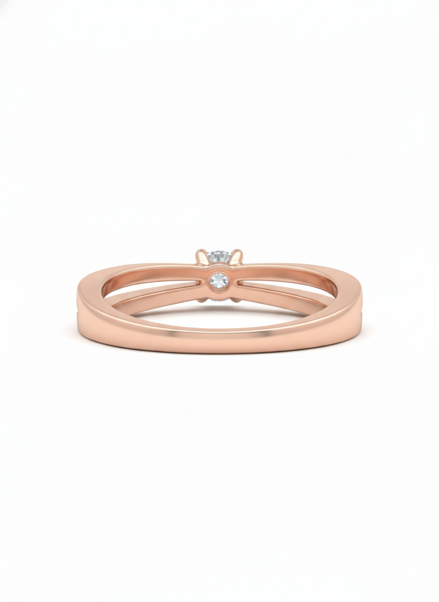 Crossline Radiant Ring – 18K Rose Gold Rhodium Plated