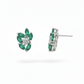 Elaris Emerald Bloom Diamond Earrings -18K White Gold Rhodium Plated
