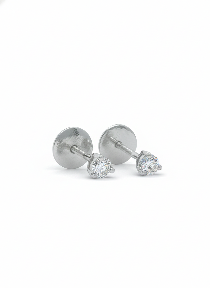 Lunis Halo Studs – 18K White Gold Rhodium Plated