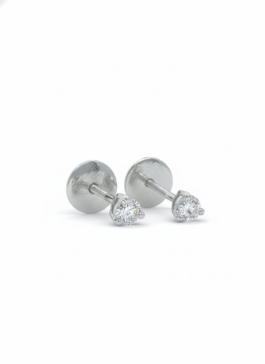 Lunis Halo Studs – 18K White Gold Rhodium Plated