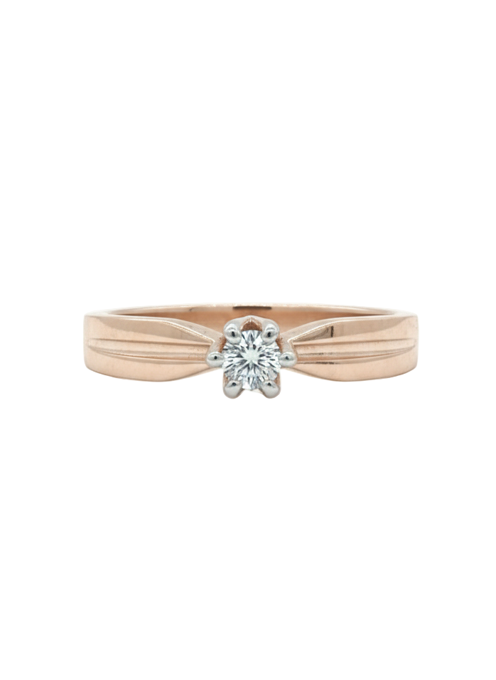 Lustra Flow Solitaire Ring – 18K Rose Gold Rhodium Plated