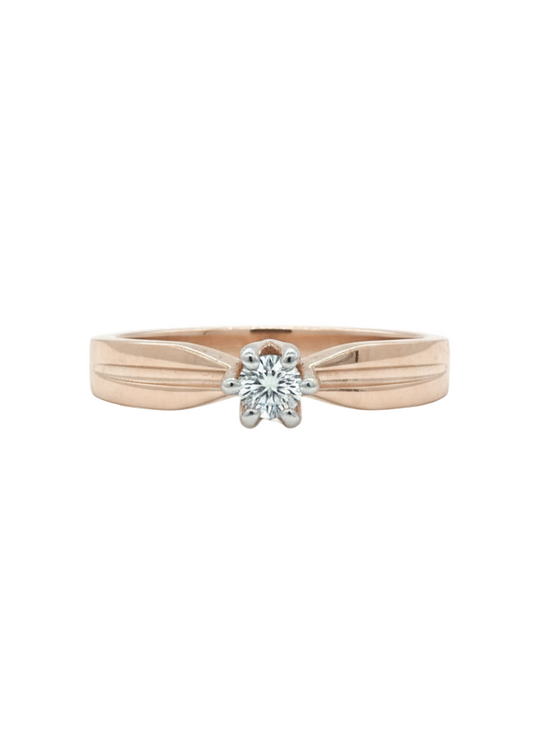 Lustra Flow Solitaire Ring – 18K Rose Gold Rhodium Plated