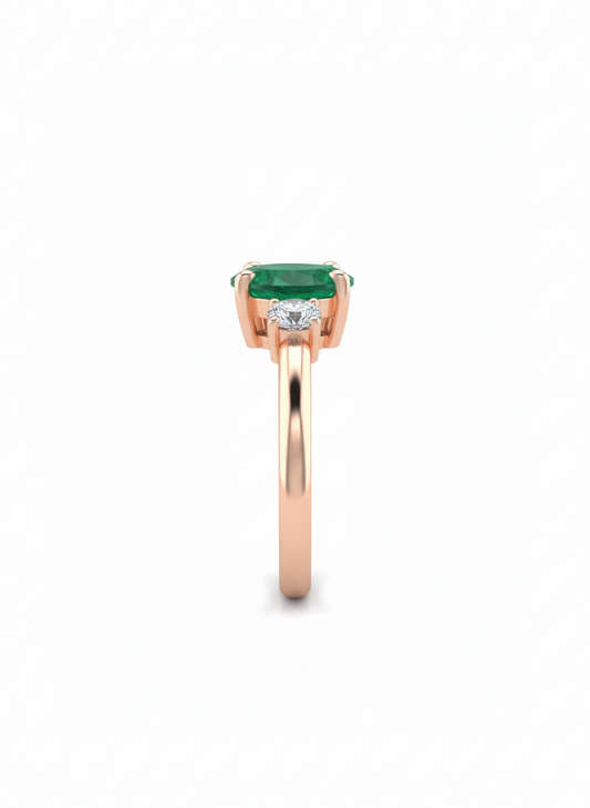 Aurora Dewdrop Stone Ring – 18K Rose Gold Rhodium Plated