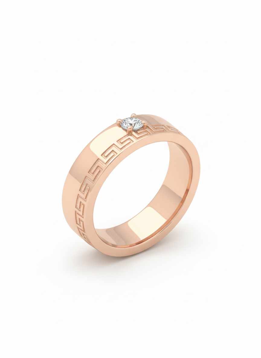 Athenian Grid Ring – 18K Rose Gold Rhodium Plated
