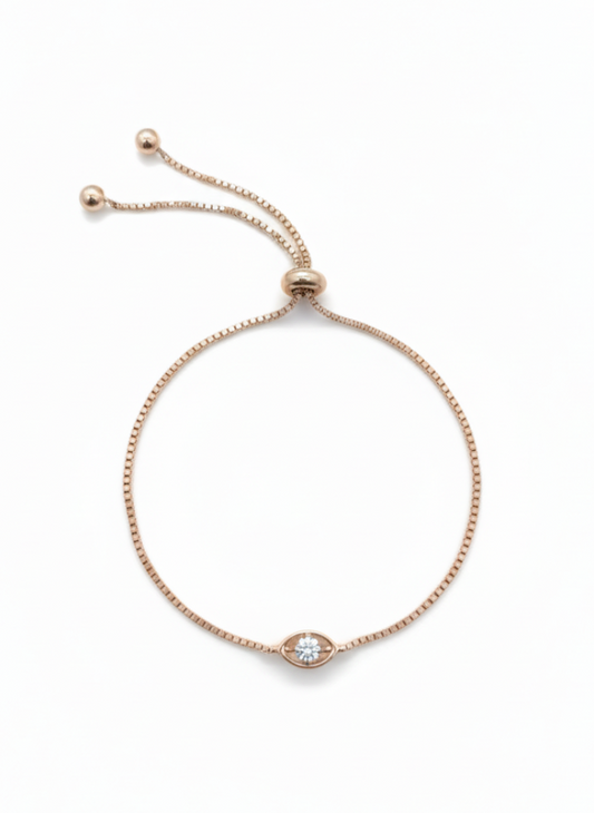 Radiant Halo Charm Bracelet– 18K Rose Gold Rhodium Plated