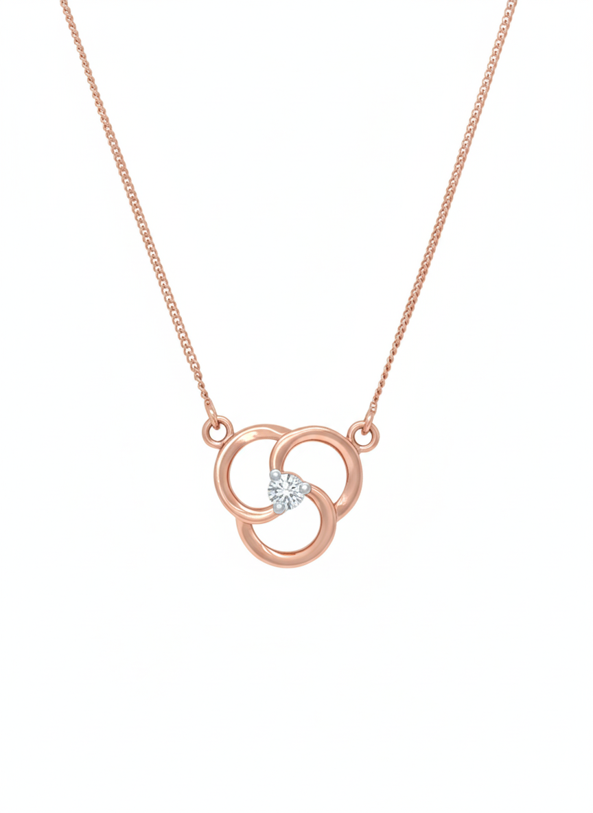 Lustrous Orbit Pendant – 18K Rose Gold Rhodium Plated